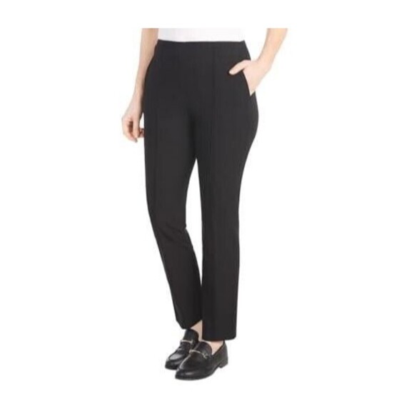 Hilary Radley Women's Ponte Pull-on Mid Rise Slim Leg Pants, Black, S - Picture 1 of 5